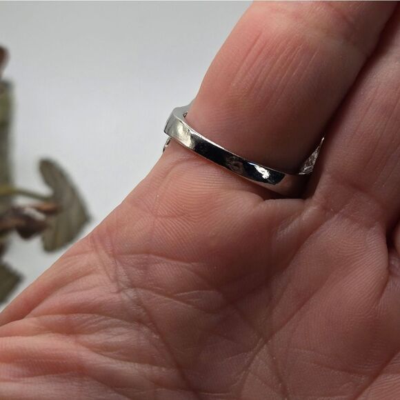 "5/$25" Large Silvertone Peach Pear Shaped Crystal Cocktail Ring Sz 7 - Picture 5 of 6